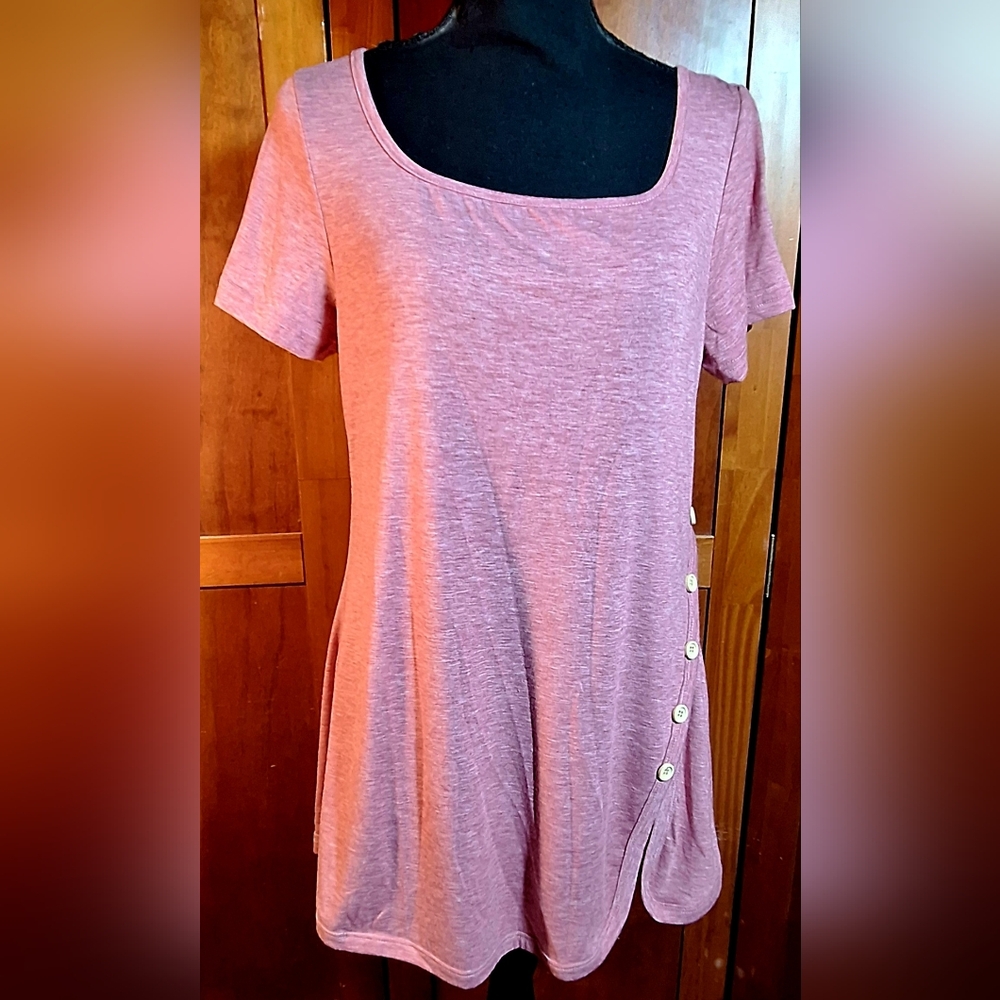 JustFashionNow Mauve Button-Detail Jersey